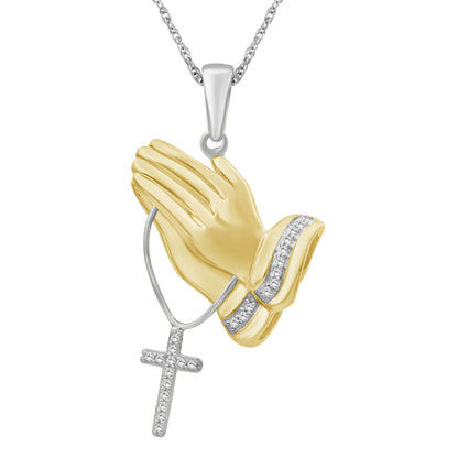 1/10 ctw White Diamond  Pendant in 14K Gold over Silver