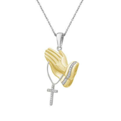 1/10 ctw White Diamond  Pendant in 14K Gold over Silver