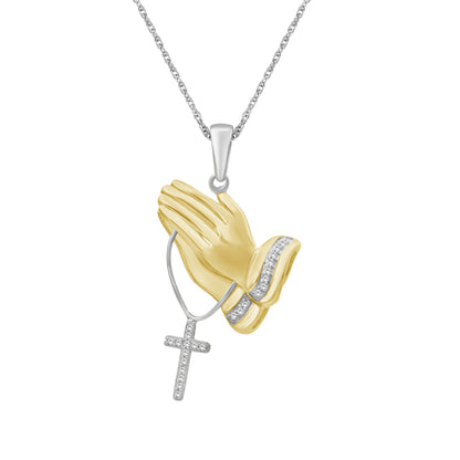1/10 ctw White Diamond  Pendant in 14K Gold over Silver