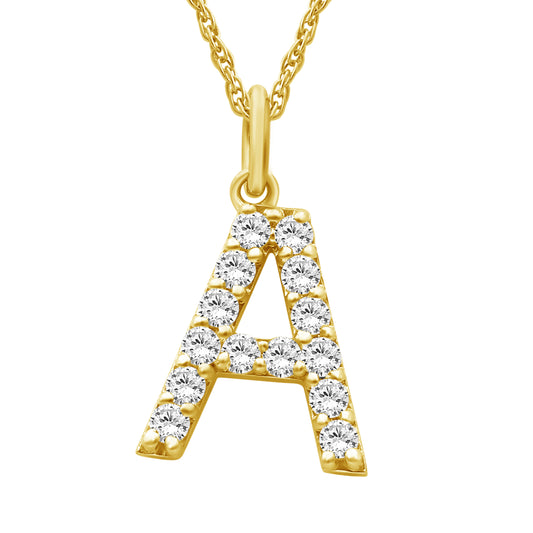 1/2 ct. T.W. Lab-Grown Diamond Initial Pendant in Sterling Silver or Gold over Silver