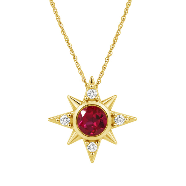 Gemstone and Created White Sapphire 14K Gold Over Silver Pendant (8R Rope Chain)