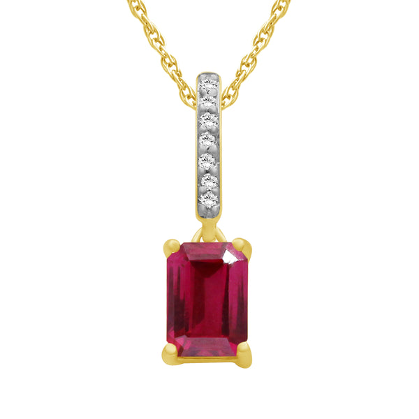 Gemstone and Created White Sapphire Pendant (8R Rope Chain) Assorted colors