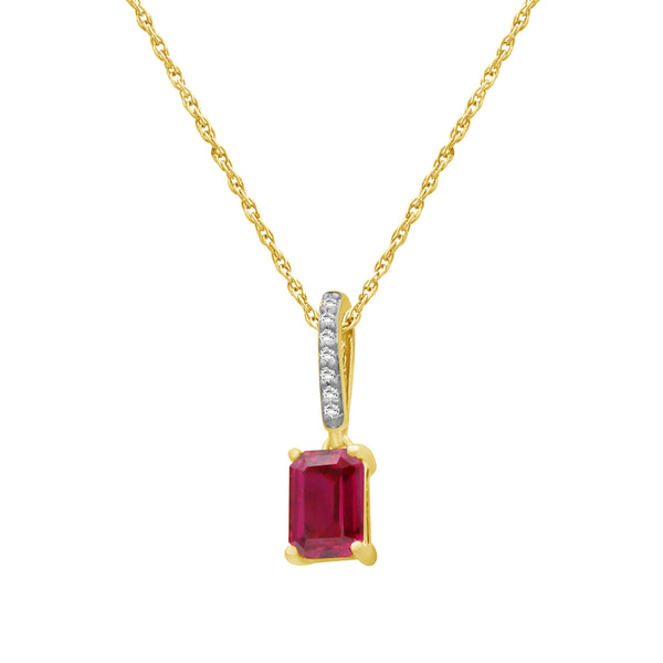 Gemstone and Created White Sapphire Pendant (8R Rope Chain) Assorted colors