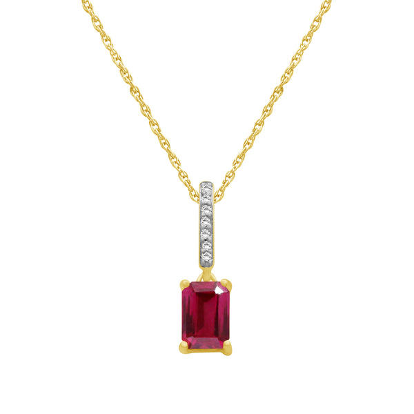 Gemstone and Created White Sapphire Pendant (8R Rope Chain) Assorted colors