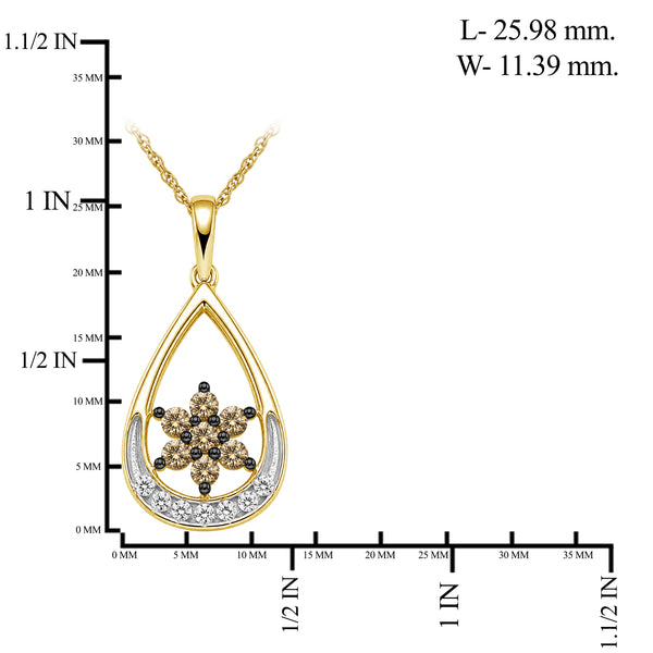 1/2 Carat T.W. Champagne and White Diamond 14K Gold Over Silver Pendant