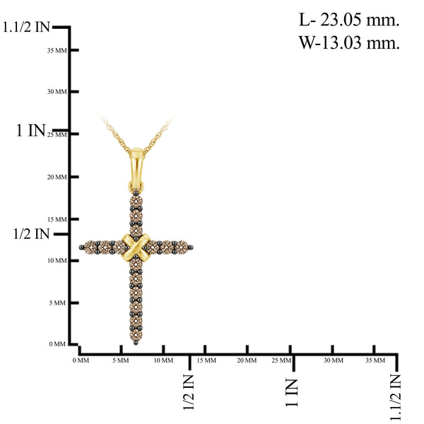 1/2 Carat T.W. Champagne and White Diamond 14K Gold Over Silver Pendant (8R Rope chain)