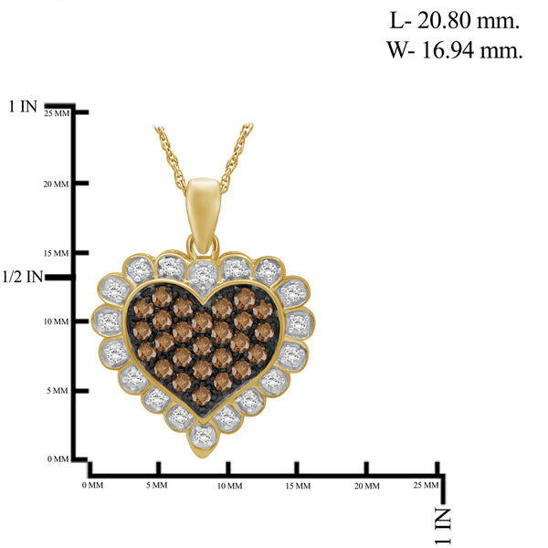 1/2 Carat T.W. Champagne and White Diamond 14K Gold Over Silver Pendant (8R Rope chain)