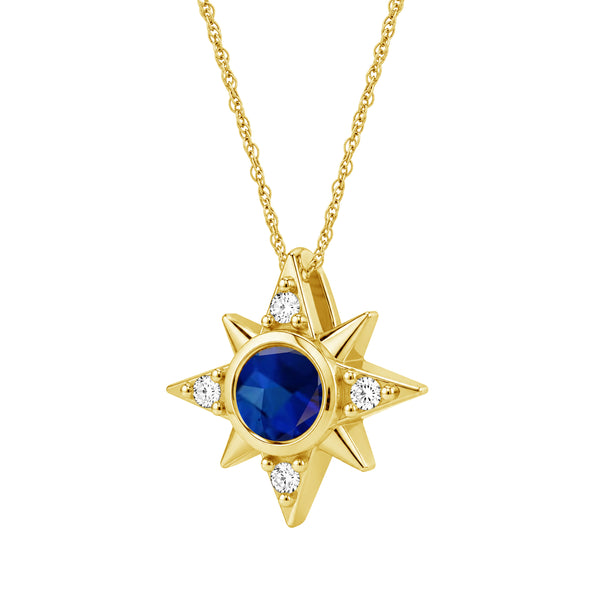 Gemstone and Created White Sapphire 14K Gold Over Silver Pendant (8R Rope Chain)