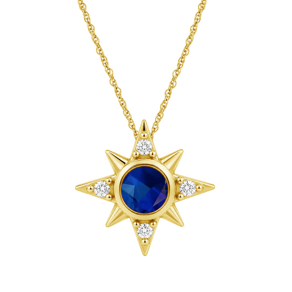Gemstone and Created White Sapphire 14K Gold Over Silver Pendant (8R Rope Chain)