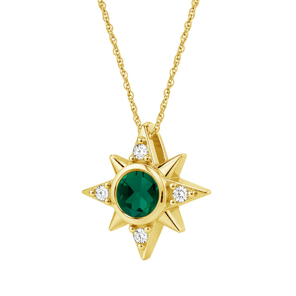 Gemstone and Created White Sapphire 14K Gold Over Silver Pendant (8R Rope Chain)