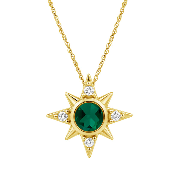Gemstone and Created White Sapphire 14K Gold Over Silver Pendant (8R Rope Chain)