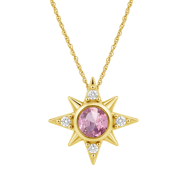 Gemstone and Created White Sapphire 14K Gold Over Silver Pendant (8R Rope Chain)