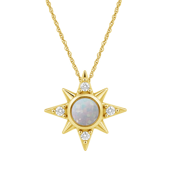 Gemstone and Created White Sapphire 14K Gold Over Silver Pendant (8R Rope Chain)
