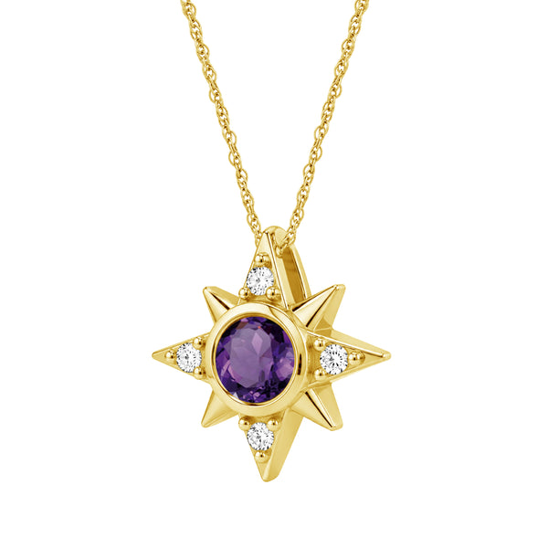 Gemstone and Created White Sapphire 14K Gold Over Silver Pendant (8R Rope Chain)