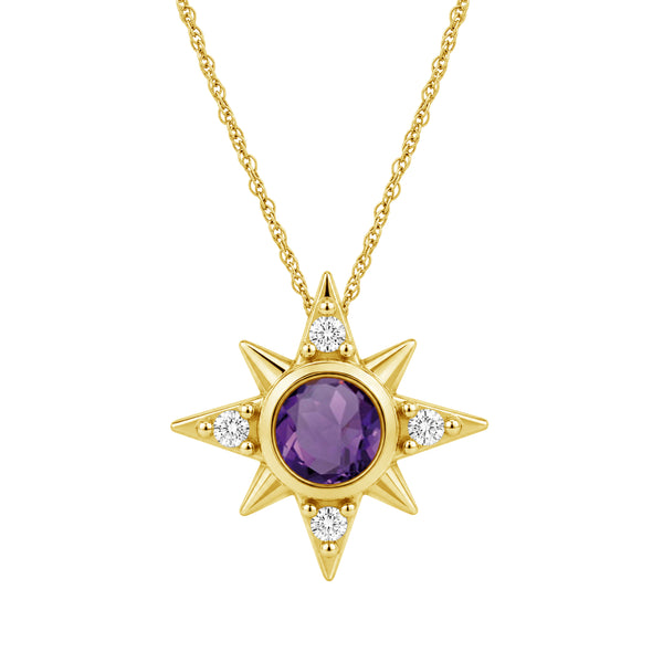 Gemstone and Created White Sapphire 14K Gold Over Silver Pendant (8R Rope Chain)