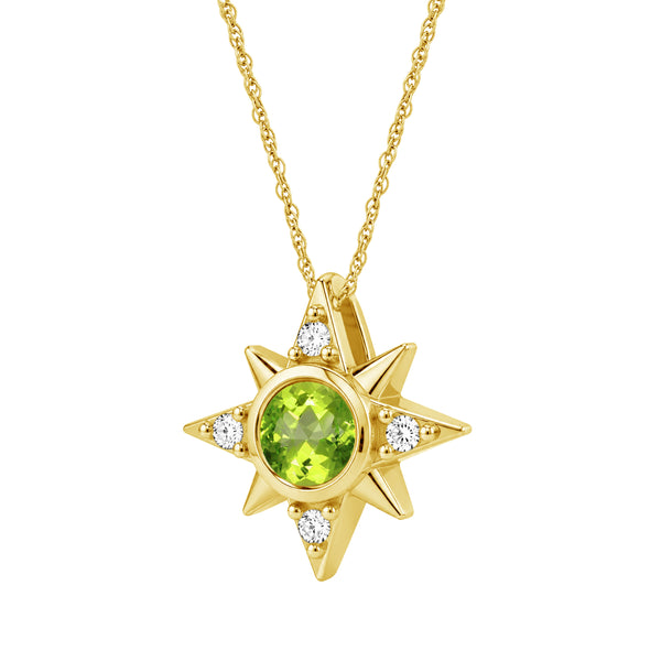 Gemstone and Created White Sapphire 14K Gold Over Silver Pendant (8R Rope Chain)