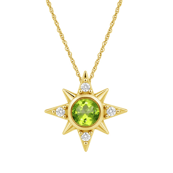 Gemstone and Created White Sapphire 14K Gold Over Silver Pendant (8R Rope Chain)
