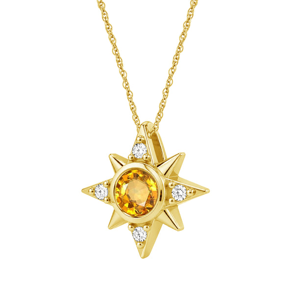 Gemstone and Created White Sapphire 14K Gold Over Silver Pendant (8R Rope Chain)