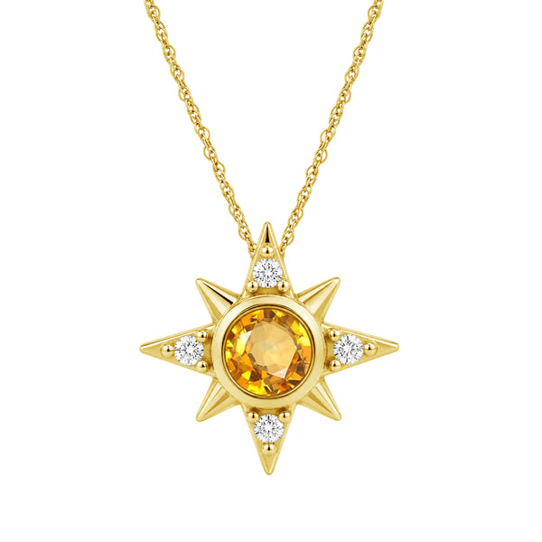 Gemstone and Created White Sapphire 14K Gold Over Silver Pendant (8R Rope Chain)
