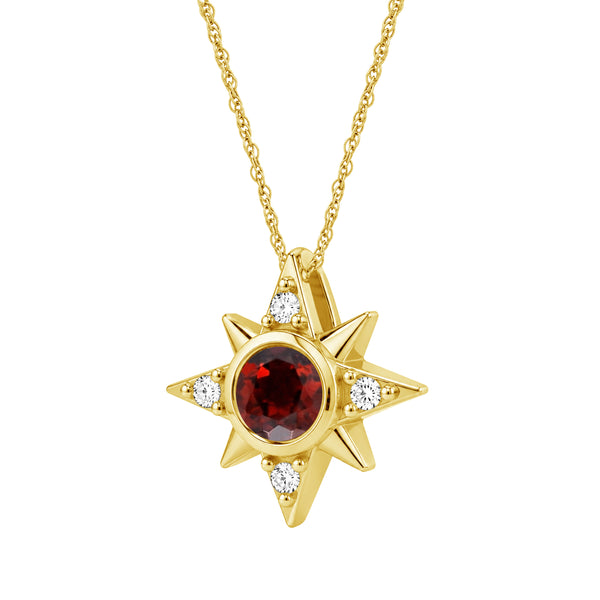 Gemstone and Created White Sapphire 14K Gold Over Silver Pendant (8R Rope Chain)
