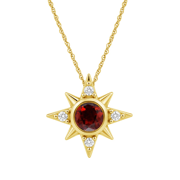 Gemstone and Created White Sapphire 14K Gold Over Silver Pendant (8R Rope Chain)