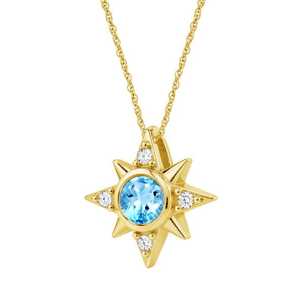 Gemstone and Created White Sapphire 14K Gold Over Silver Pendant (8R Rope Chain)