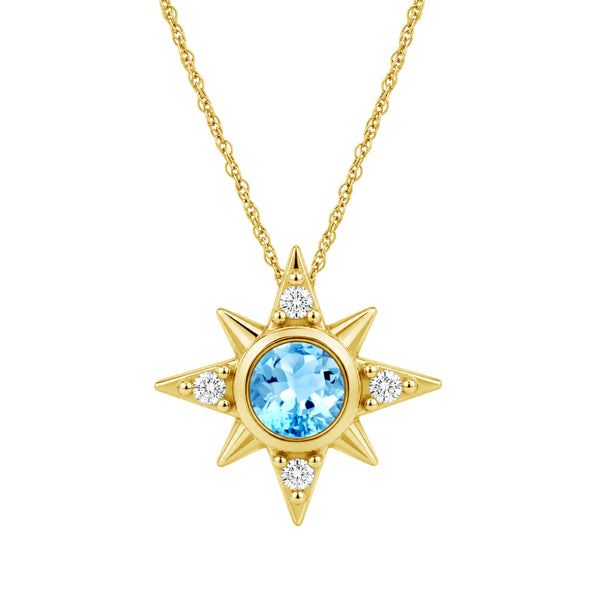 Gemstone and Created White Sapphire 14K Gold Over Silver Pendant (8R Rope Chain)