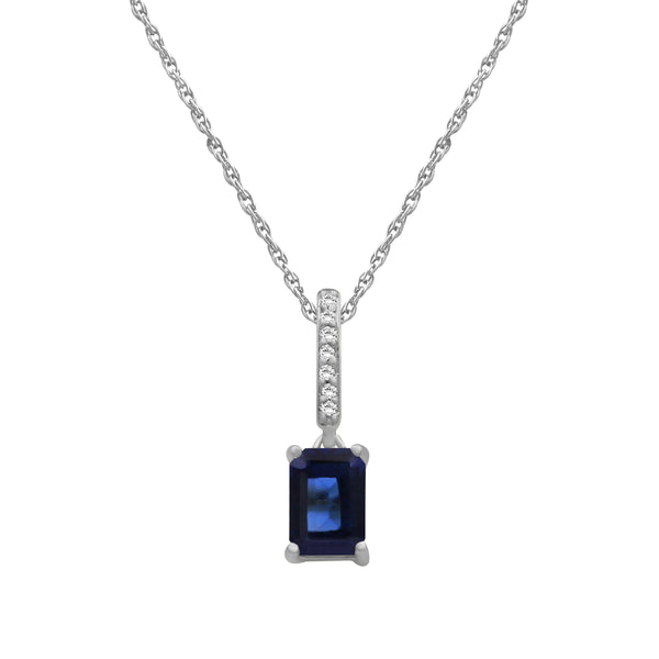 Gemstone and Created White Sapphire Pendant (8R Rope Chain) Assorted colors