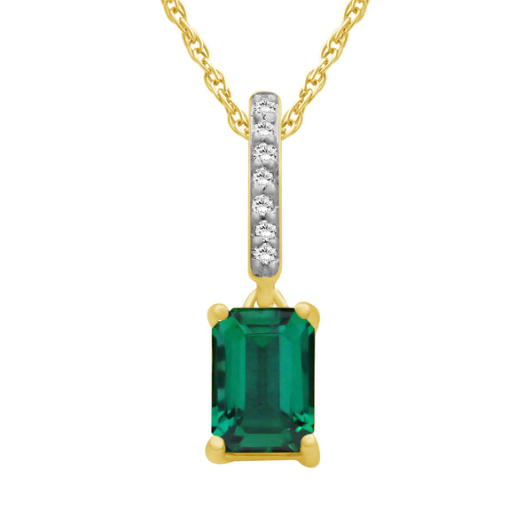 Gemstone and Created White Sapphire Pendant (8R Rope Chain) Assorted colors