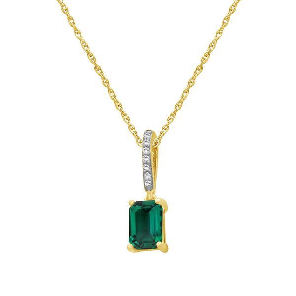 Gemstone and Created White Sapphire Pendant (8R Rope Chain) Assorted colors