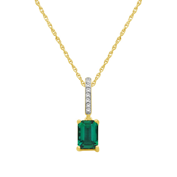 Gemstone and Created White Sapphire Pendant (8R Rope Chain) Assorted colors