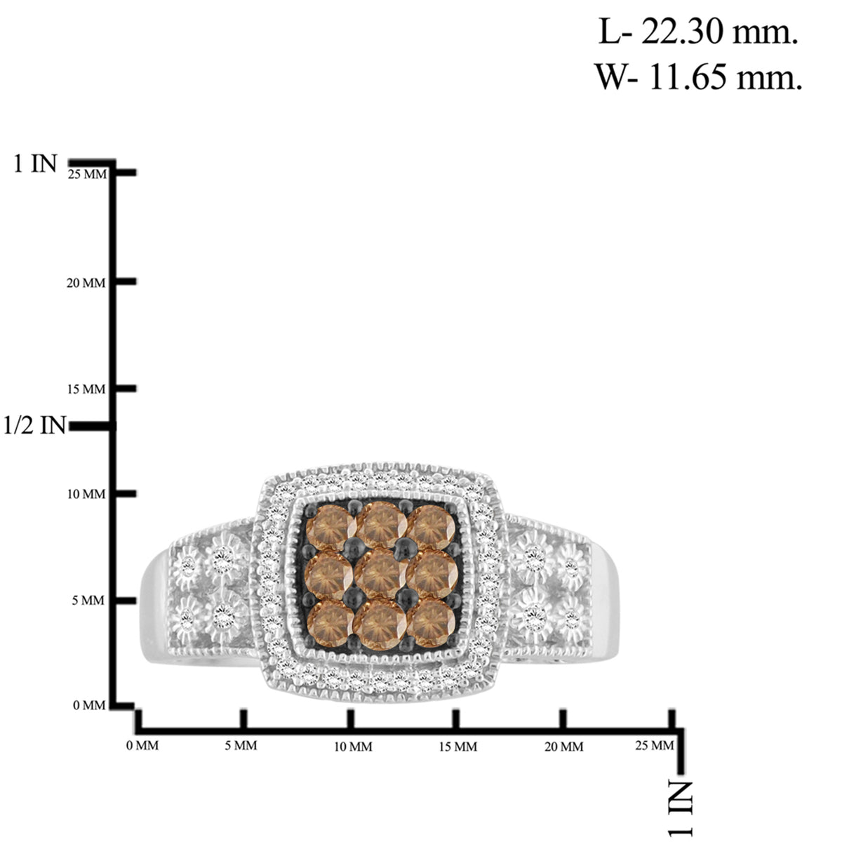 1/2 ctw Champagne and White Diamond Ring in Sterling Silver