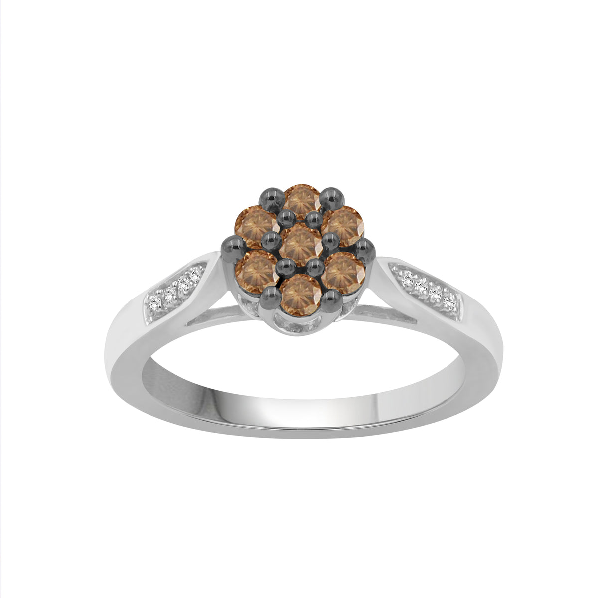 1/2 ctw Champagne and White Diamond Ring in Sterling Silver