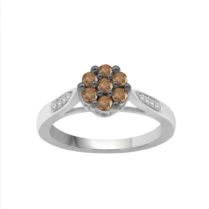 1/2 ctw Champagne and White Diamond Ring in Sterling Silver