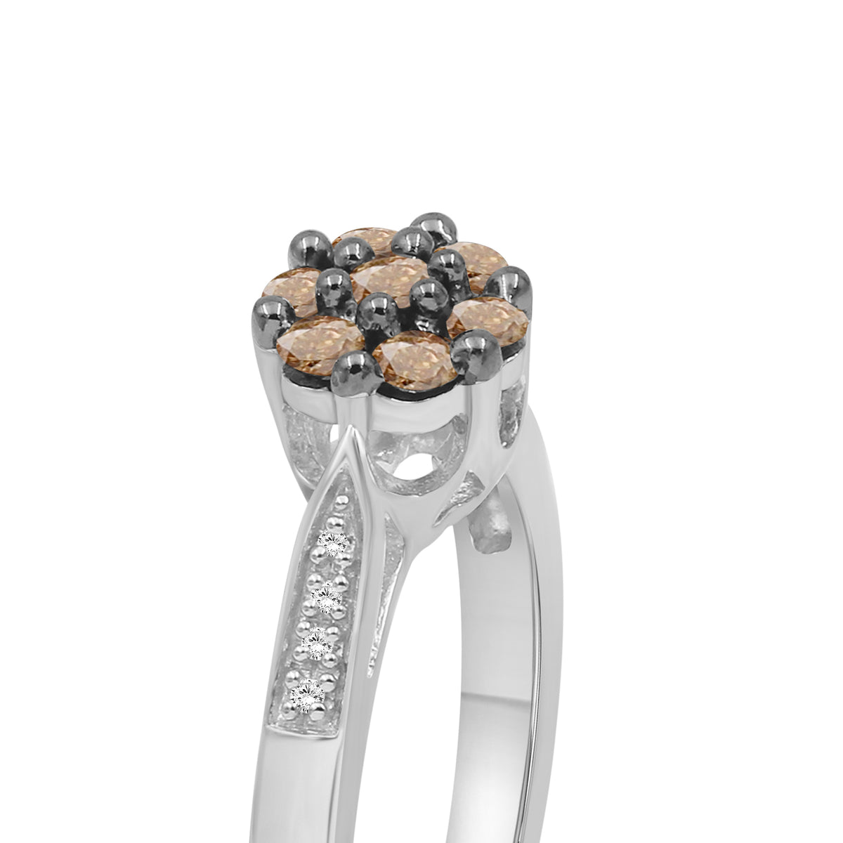 1/2 ctw Champagne and White Diamond Ring in Sterling Silver