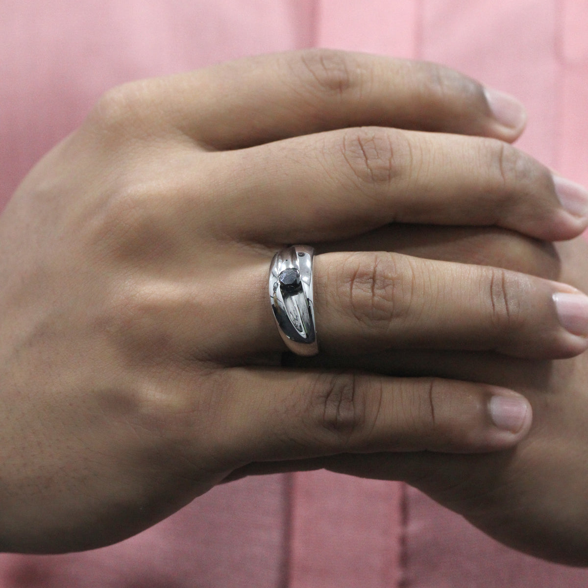 1.00 ctw Black Diamond Man's Ring in Sterling Silver