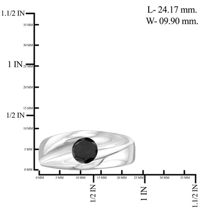 1.00 ctw Black Diamond Man's Ring in Sterling Silver
