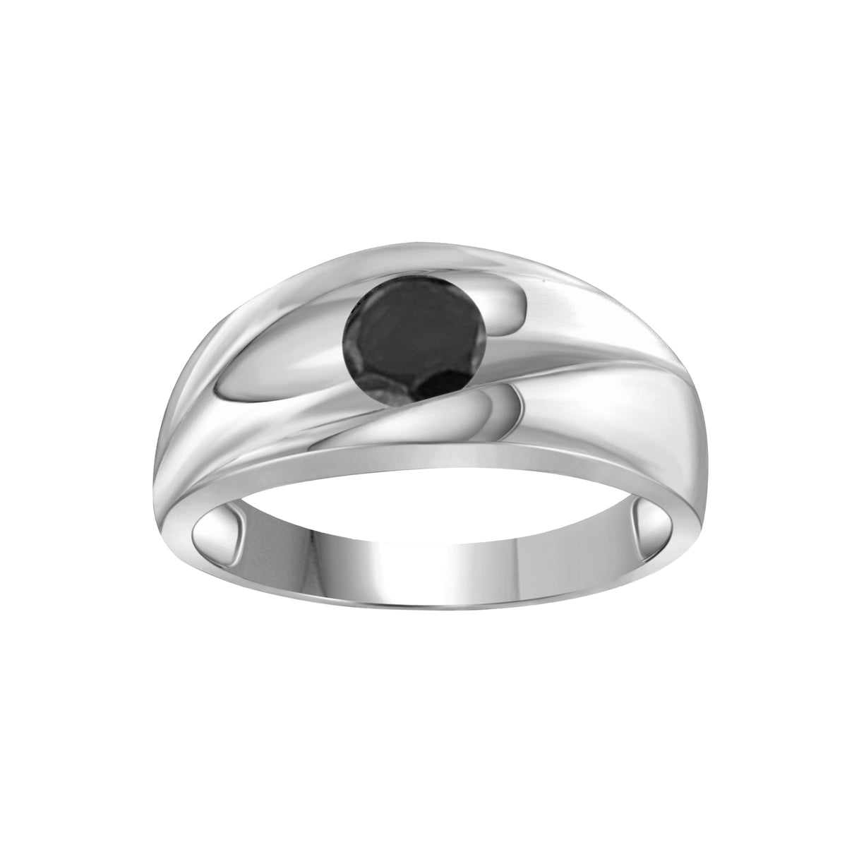 1.00 ctw Black Diamond Man's Ring in Sterling Silver