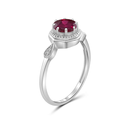 1.20 ct. T.G.W. Ruby Ring with Diamond Accent in Sterling Silver