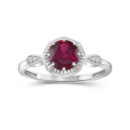 1.20 ct. T.G.W. Ruby Ring with Diamond Accent in Sterling Silver