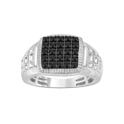 1/4 ctw Balck Diamond Men's Ring In Sterling Silver