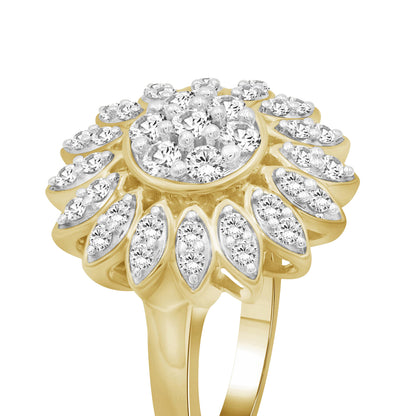 1.00 ctw White Diamond  Ring in 14K Gold over Silver