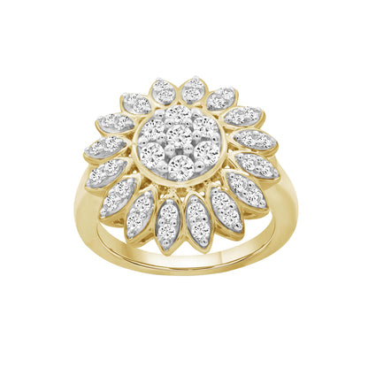 1.00 ctw White Diamond  Ring in 14K Gold over Silver