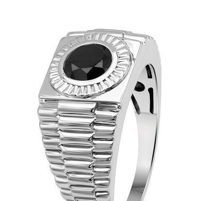 1.00 ctw Black Diamond Men's Ring in Sterling Silver