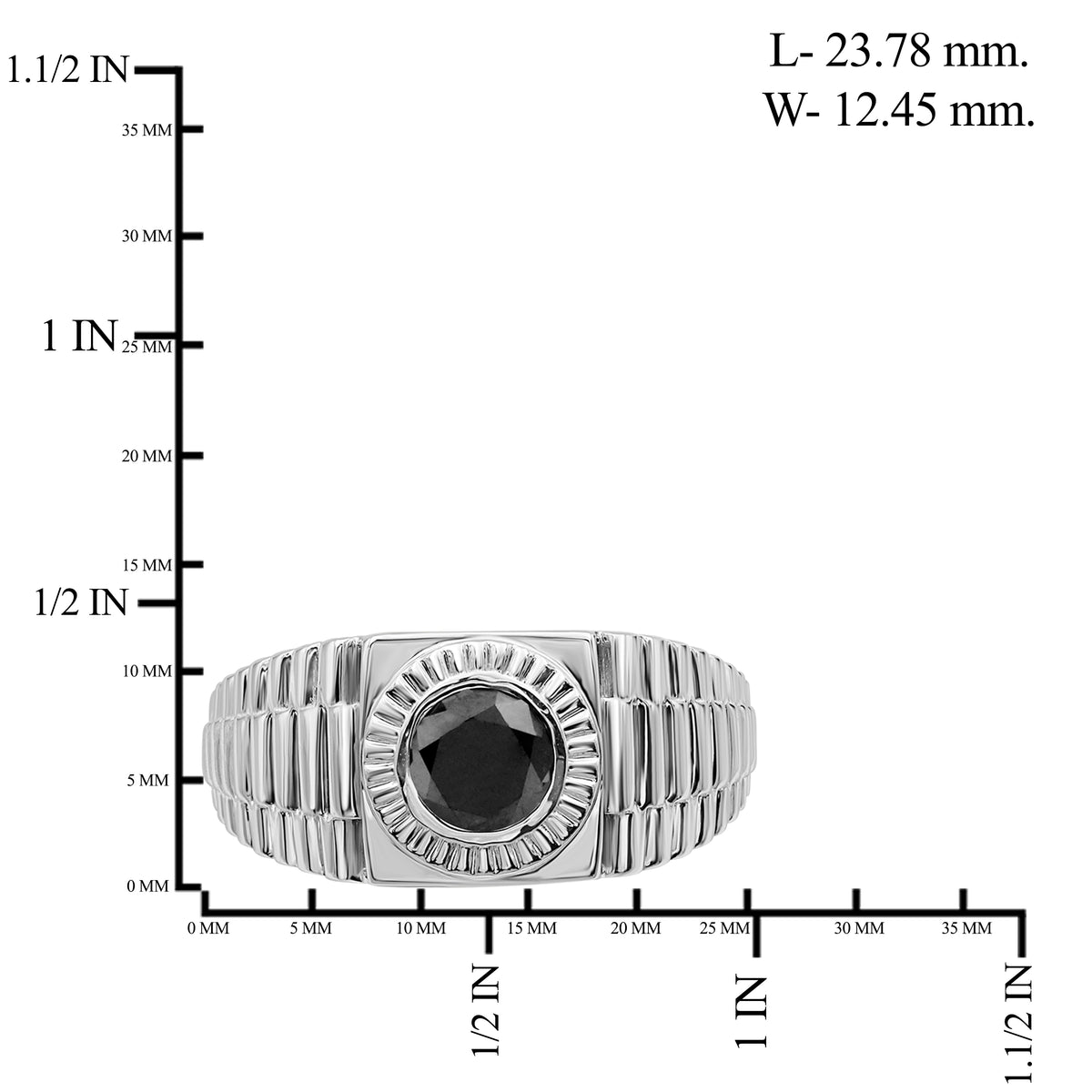 1.00 ctw Black Diamond Men's Ring in Sterling Silver