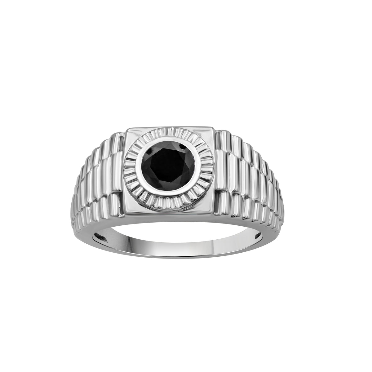 1.00 ctw Black Diamond Men's Ring in Sterling Silver