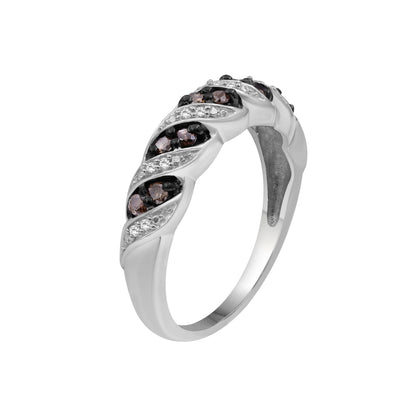 1/4 ctw Champagne and White Diamond Ring in Sterling Silver