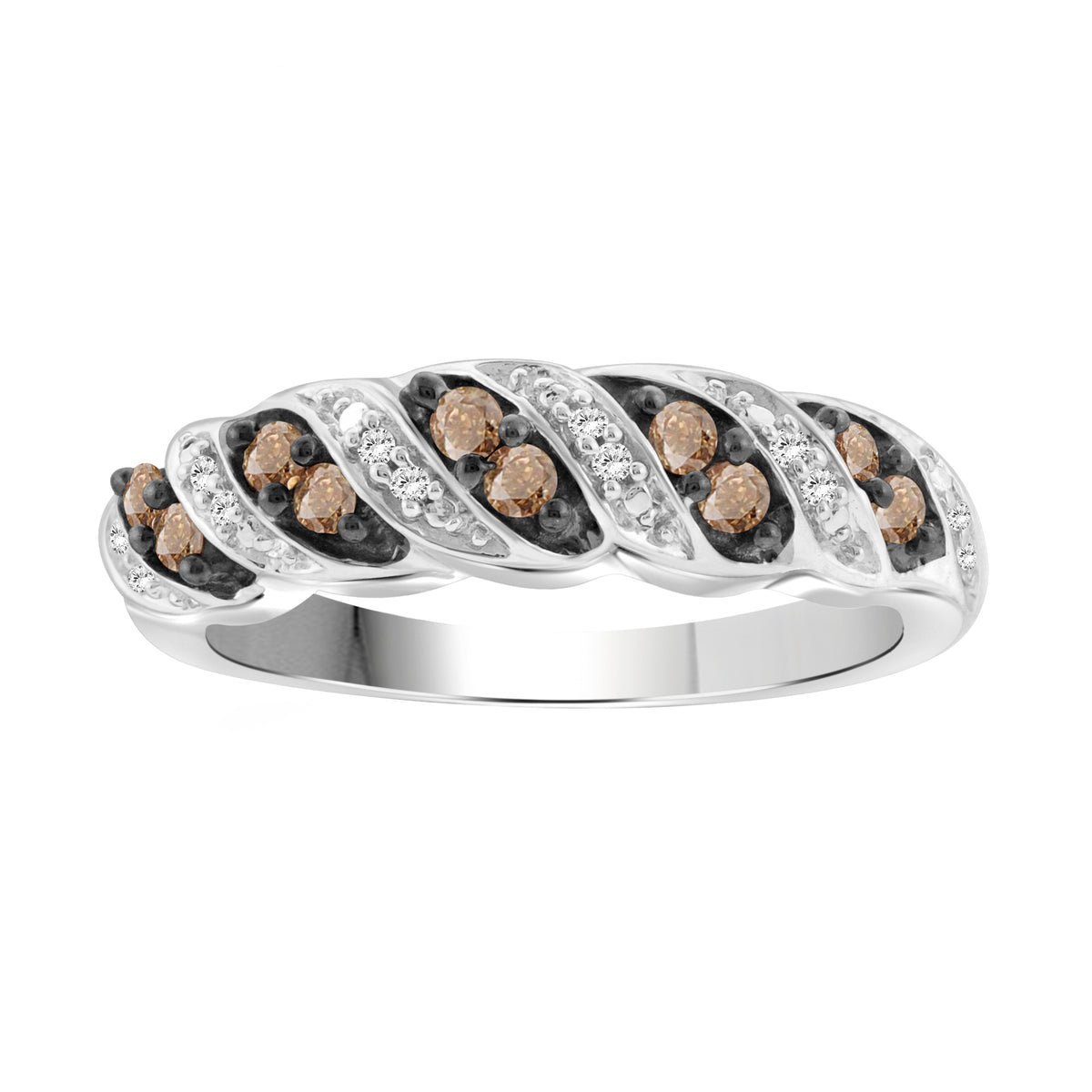 1/4 ctw Champagne and White Diamond Ring in Sterling Silver