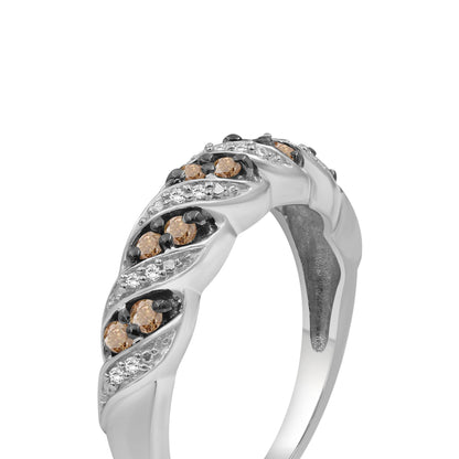 1/4 ctw Champagne and White Diamond Ring in Sterling Silver
