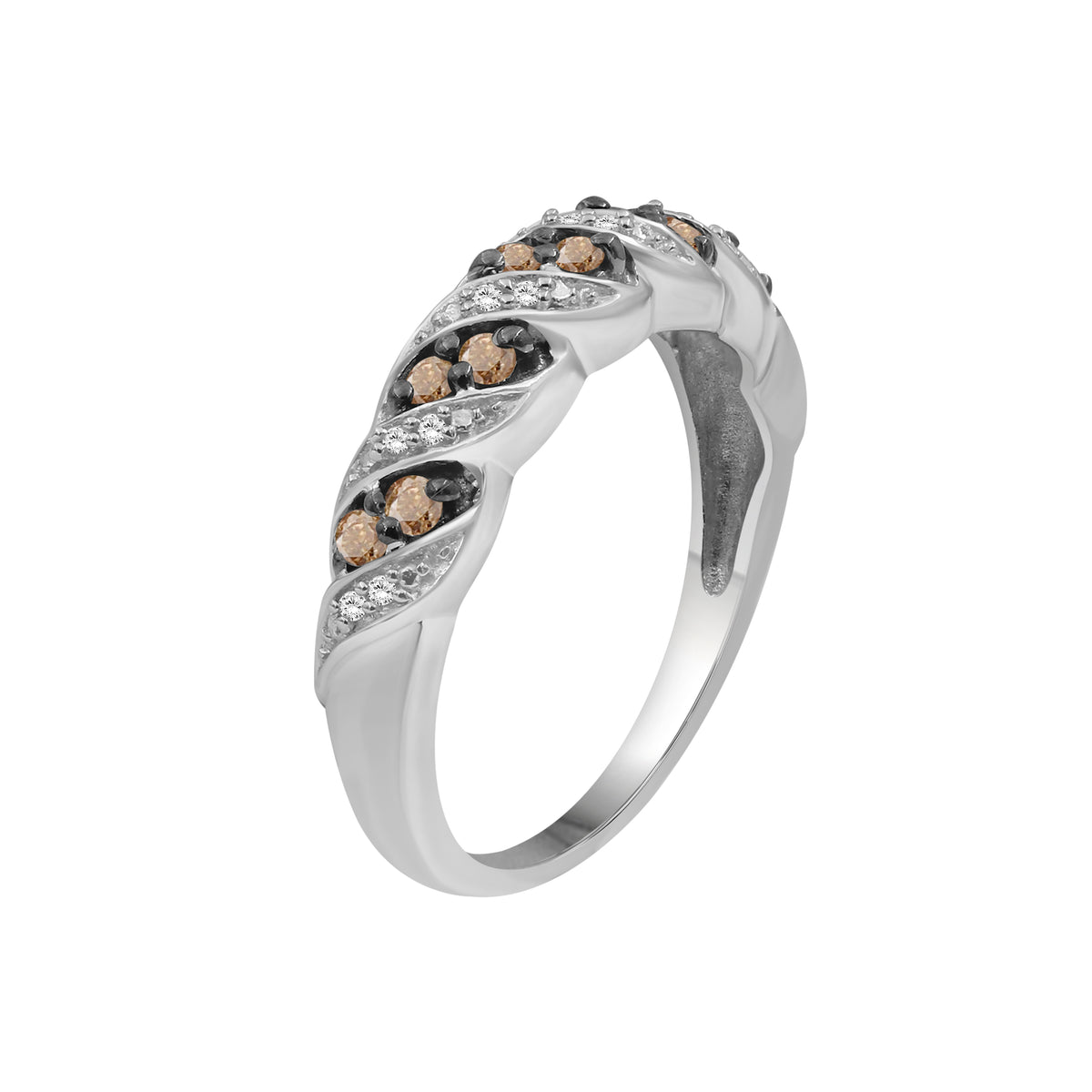 1/4 ctw Champagne and White Diamond Ring in Sterling Silver